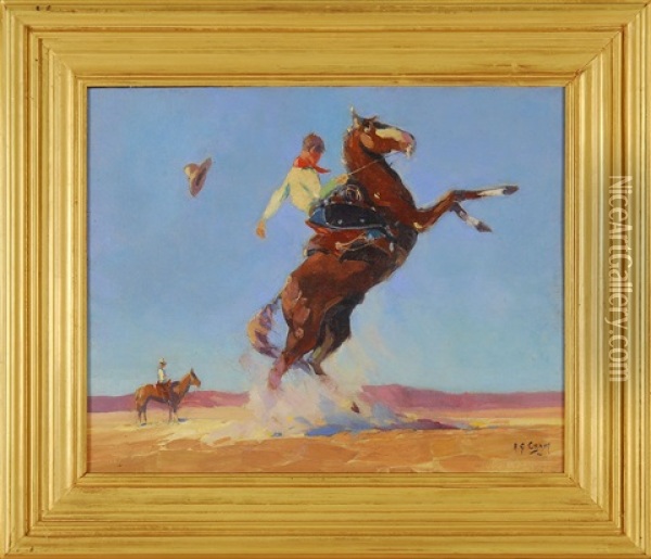 Bronco Buster Oil Painting - Allen Gilbert Cram