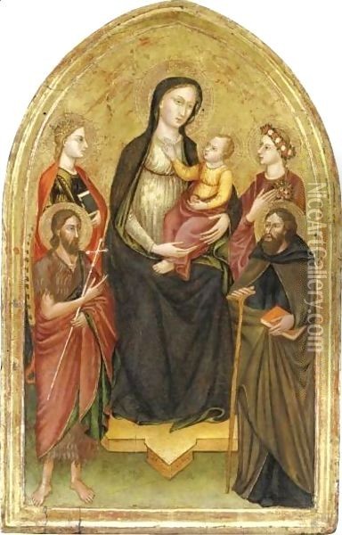 Madonna Col Bambino In Trono Tra San Giovanni Battista Oil Painting - Italian Unknown Master