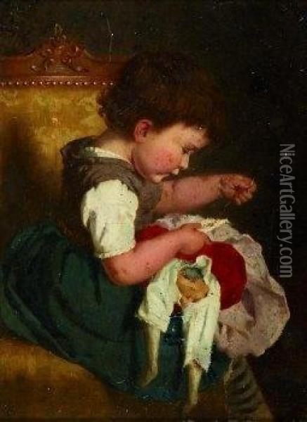 Die Puppenmutter Oil Painting - Gustav Bregenzer
