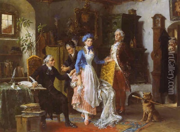 The Marriage Contract Oil Painting - Carl Herpfer