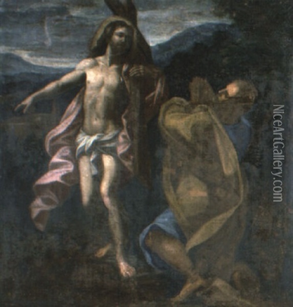 Christ Appearing To St. Peter On The Appian Way Oil Painting - Annibale Carracci