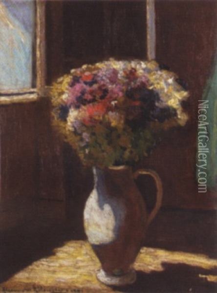 Vase Of Flowers In Sunlight Oil Painting - Alexandre Altmann