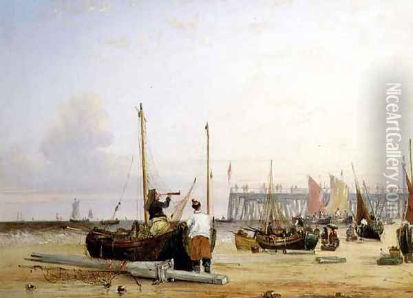 Yarmouth Jetty, Isle of Wight Oil Painting - Alfred Stannard