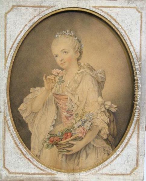 Portrait Of Madelaine Barbarie De Courteille Born 1741 Oil Painting - Jean Baptiste Greuze