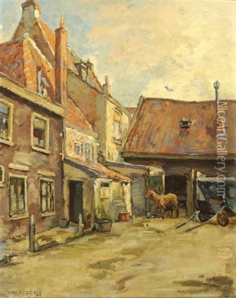View Of Houses And A Stable Oil Painting - Hendrik Maarten Krabbe