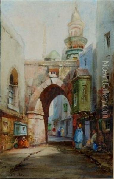 A Middle Eastern Street Scene Oil Painting - Cyril Hardy