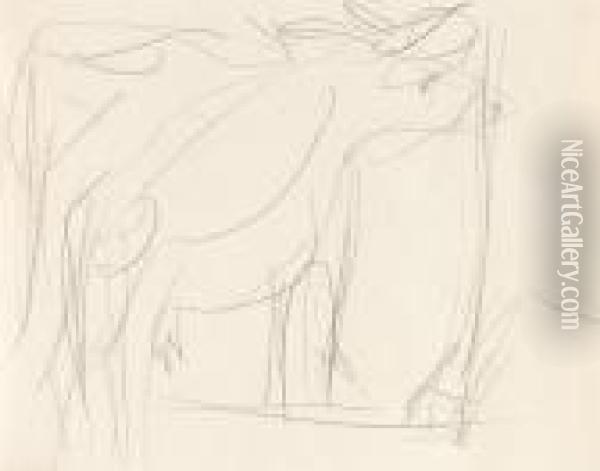 Zwei Kuhe Oil Painting - Ernst Ludwig Kirchner