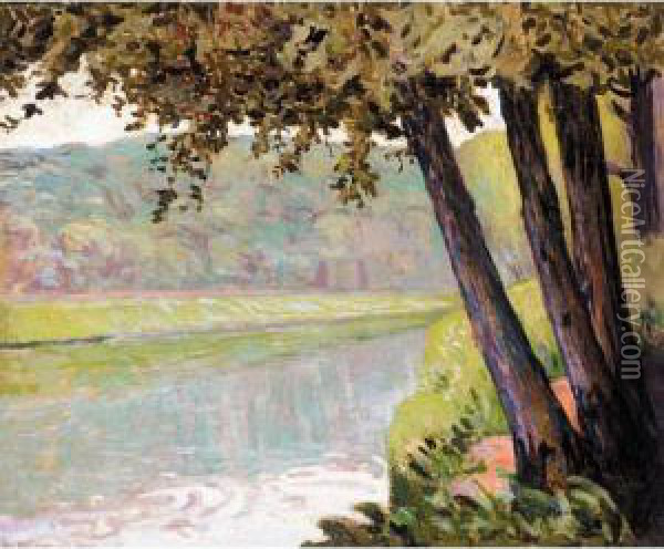 Trees By The River Oil Painting - Alexander Altmann