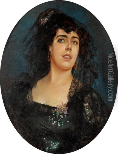 Lady In Black Oil Painting - Peder Severin Kroyer