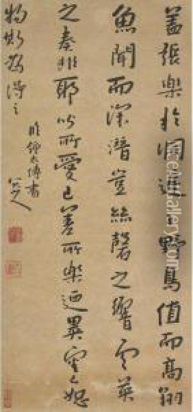 Calligraphy In Xing Shu Oil Painting - Bada Shanren