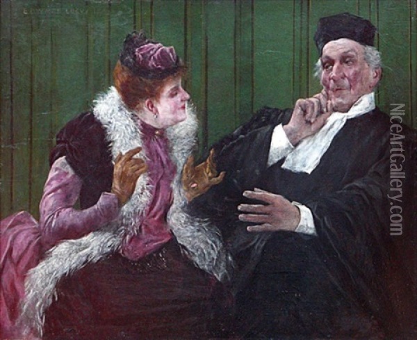 Les Confidences Oil Painting - Edward Loevy