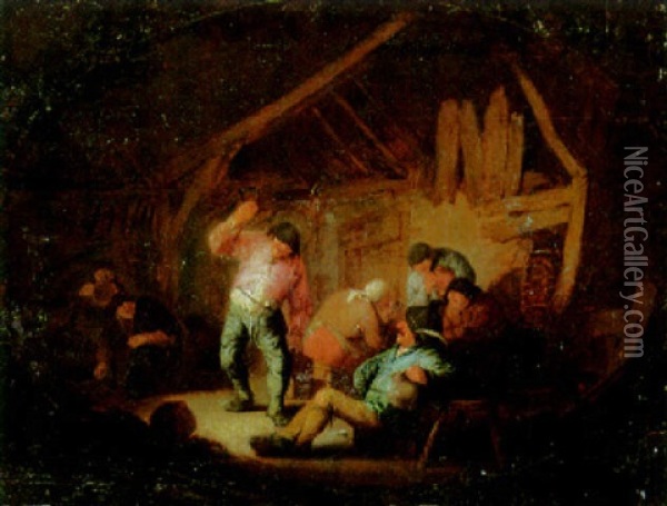 Peasants Merrymaking In An Inn Oil Painting - Adriaen Jansz van Ostade
