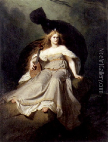 The Muse Of Music Oil Painting - Carl Ludwig Adolf Ehrhardt