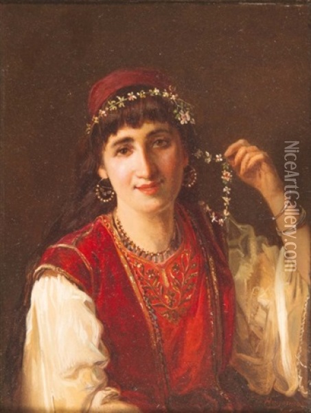 Portrait De Femme Orientaliste Oil Painting - Jan Baptist Huysmans