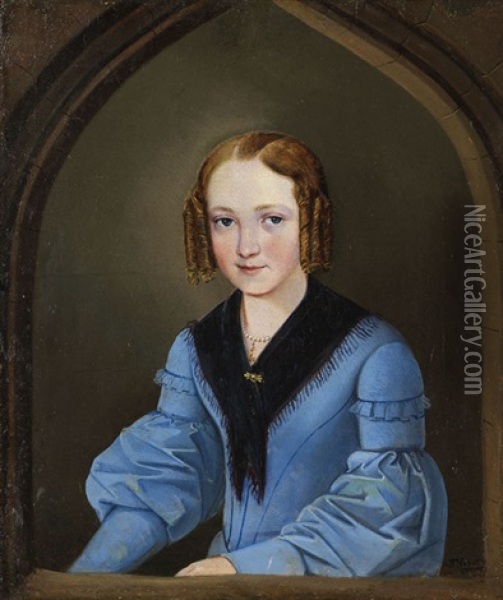 Portrat Eines Madchens Oil Painting - Friedrich Joseph Adolf Nebel