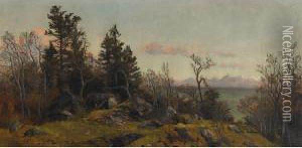 Olympic Mountains, West Coast, B.c. Oil Painting - Thomas Mower Martin