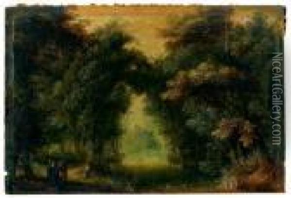 Paysage Au Chasseur Oil Painting - Gillis van Coninxloo