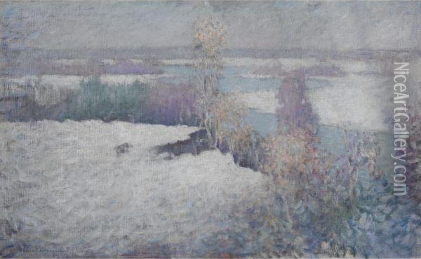 Winter Landscape, Lieutenant River, Old Lyme Oil Painting - Edmund William Greacen