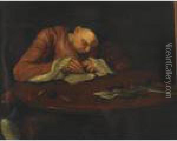 Oliver Goldsmith (at His Writing Table) Oil Painting - William Hogarth
