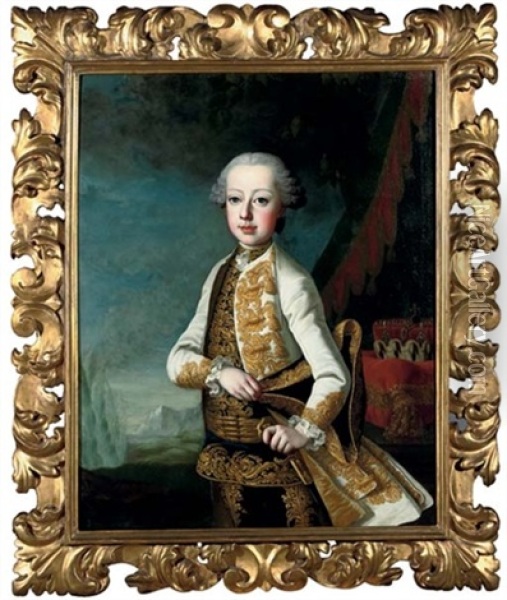 Portrait Of Emperor Leopold Ii In Formal Dress Oil Painting - Martin van Meytens the Younger