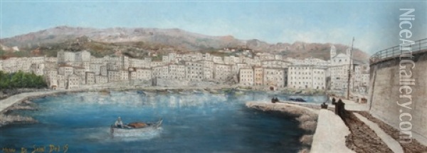 Bastia, Le Vieux Port, Vers 1945-49 Oil Painting - Henri Lienard De Saint-Delis