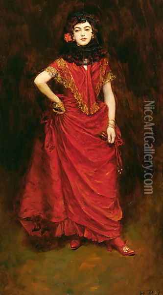 The Dancer, from Lola by Perceval Gibbon 1879-1926, published in Harpers Monthly Magazine, January 1909 Oil Painting - Howard Pyle