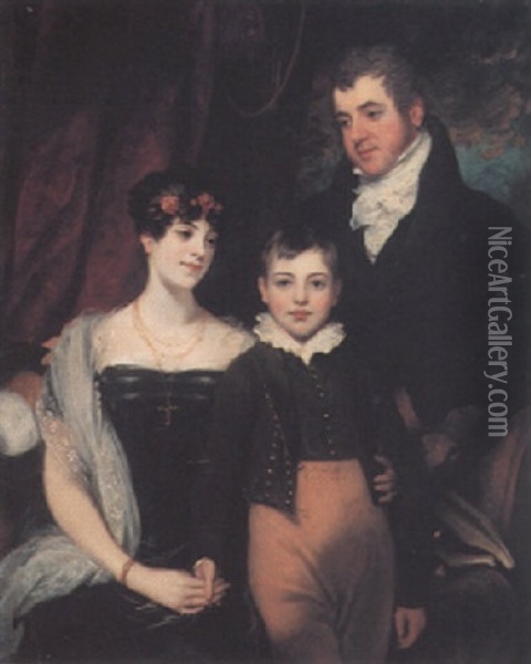 Portrait Of The Rev. Robert Crockett With His Wife Maria And Son Robert Oil Painting - Thomas Phillips
