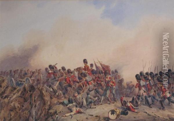 Battle Scene In The Crimean War Oil Painting - Orlando Norie