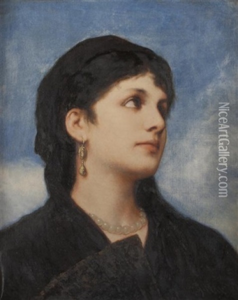Portrait Of A Lady Oil Painting - Gabriel von Max