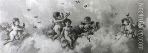 Putti Among Clouds Oil Painting - Charles Augustus Henry Lutyens