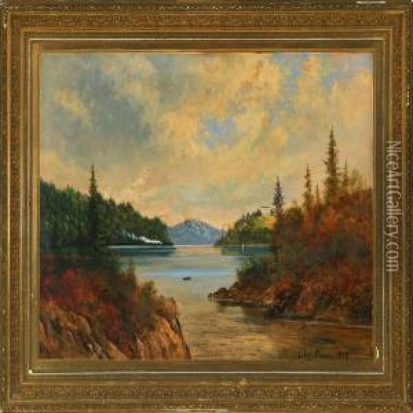 Inlet Scenery Ona Cloudy Autumn Day Oil Painting - Carl Ludvig Messmann