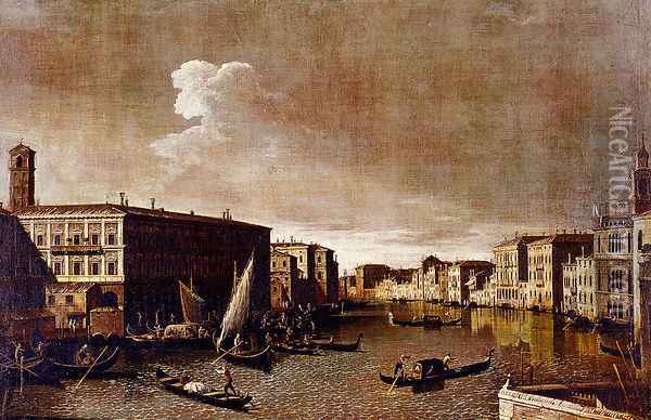 View Of The Grand Canal Looking North From The Rialto Oil Painting - Apollonio Domenichini