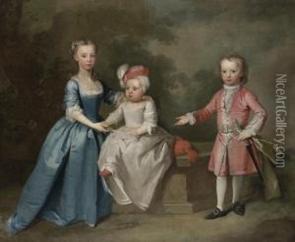 Portrait Of Three Children Oil Painting - Bartholomew Dandridge