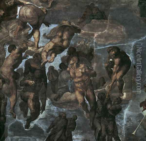 The Last Judgement [detail: 3] (or Before restoration) Oil Painting - Michelangelo Buonarroti