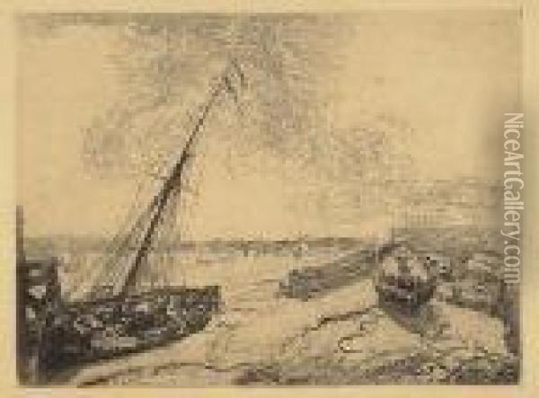 Barques Echouees Oil Painting - James Ensor