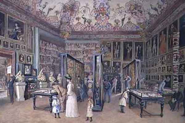 The Genealogy Room of the Ambraser Gallery in the Lower Belvedere Oil Painting - Carl Goebel