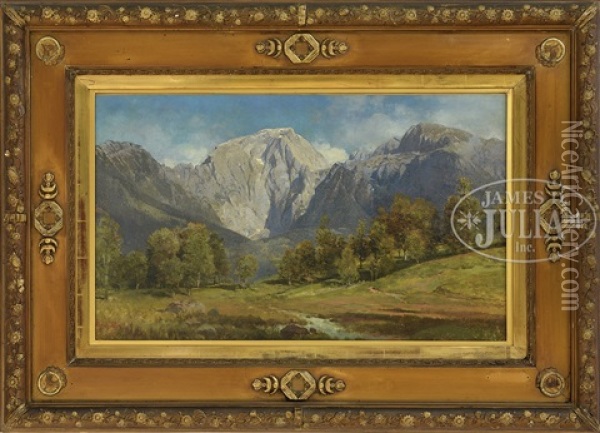 A Mountainous German Landscape Oil Painting - Julius Karl Rose