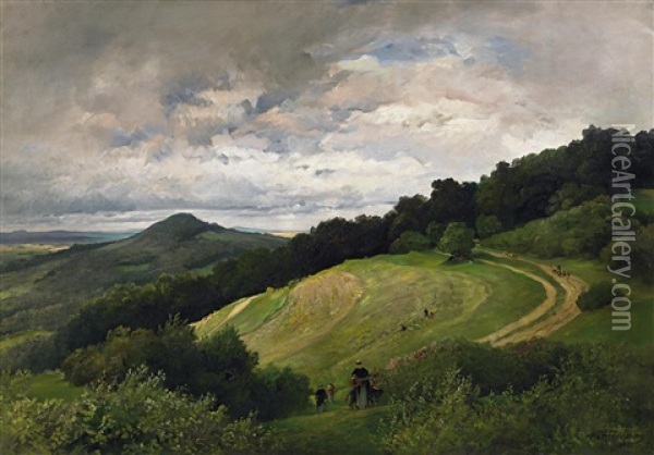 Weite Landschaft Bei Banz Oil Painting - Albert Hertel