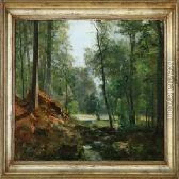 A Forest Glade Oil Painting - Anders Anderson-Lundby