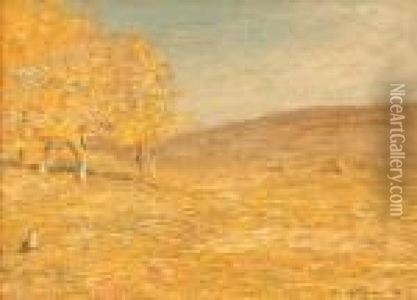 Sunlit Stubble Oil Painting - John Francis Murphy
