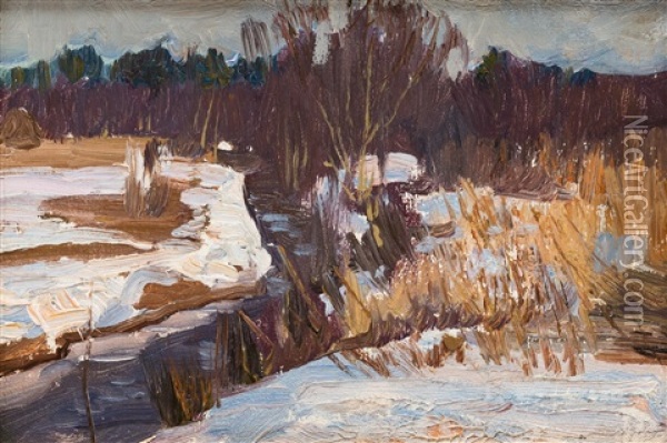 The Spring Thaw Oil Painting - Stanislav Yulianovich Zhukovsky
