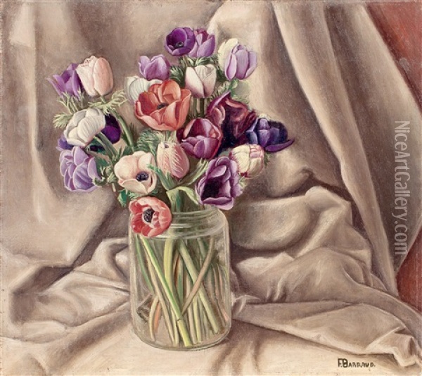 Bouquet D'anemones Oil Painting - Francois Emile Barraud