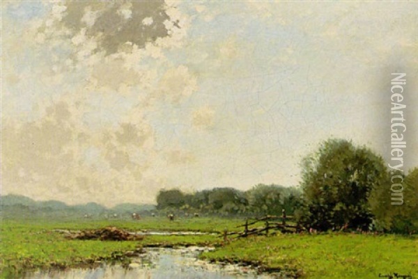 A River Landscape With Cows Oil Painting - Cornelis Kuypers
