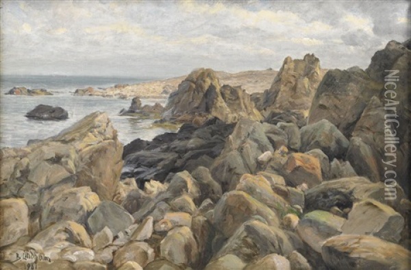 Kustlandskap Oil Painting - Berndt Adolf Lindholm