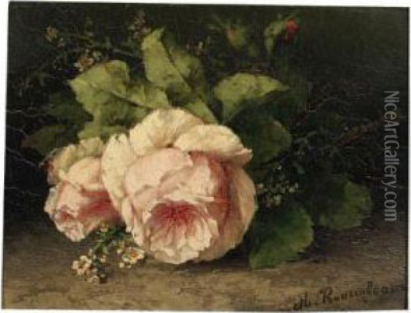 Pink Roses Oil Painting - Margaretha Roosenboom