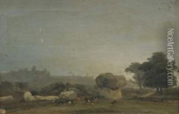 Vaches Dans Un Paysage. Oil Painting - Jules Louis Phillipe Coignet