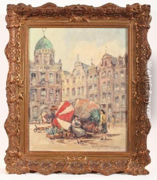 Amsterdamer Marktszene Oil Painting - Hendrik Cornelis Kranenburg