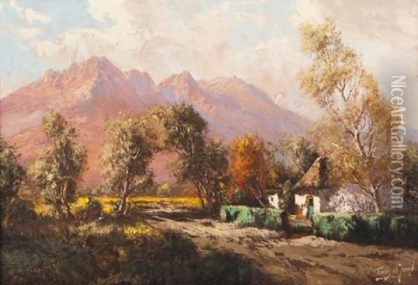 Cottage In An Extensive Landscape Oil Painting - Tinus de Jongh