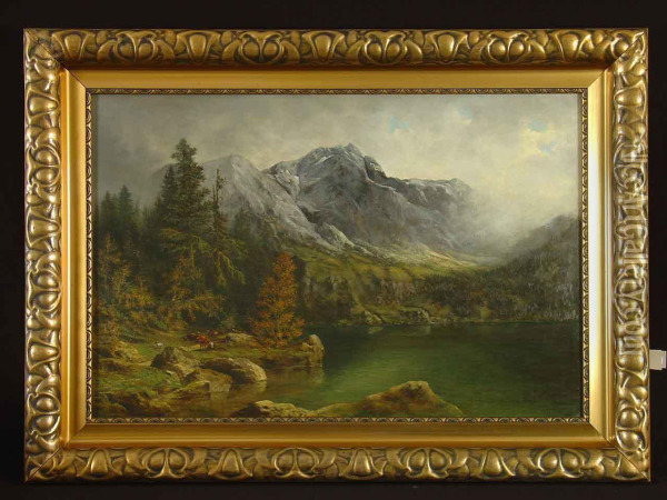 Eibsee M. Zugspitze Oil Painting - Luitpold Faustner