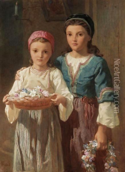 Flower Girls Oil Painting - Frederick Goodall